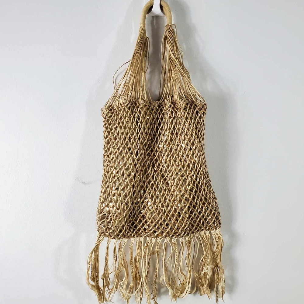 Burlap Knitted Woven Tote Y2K